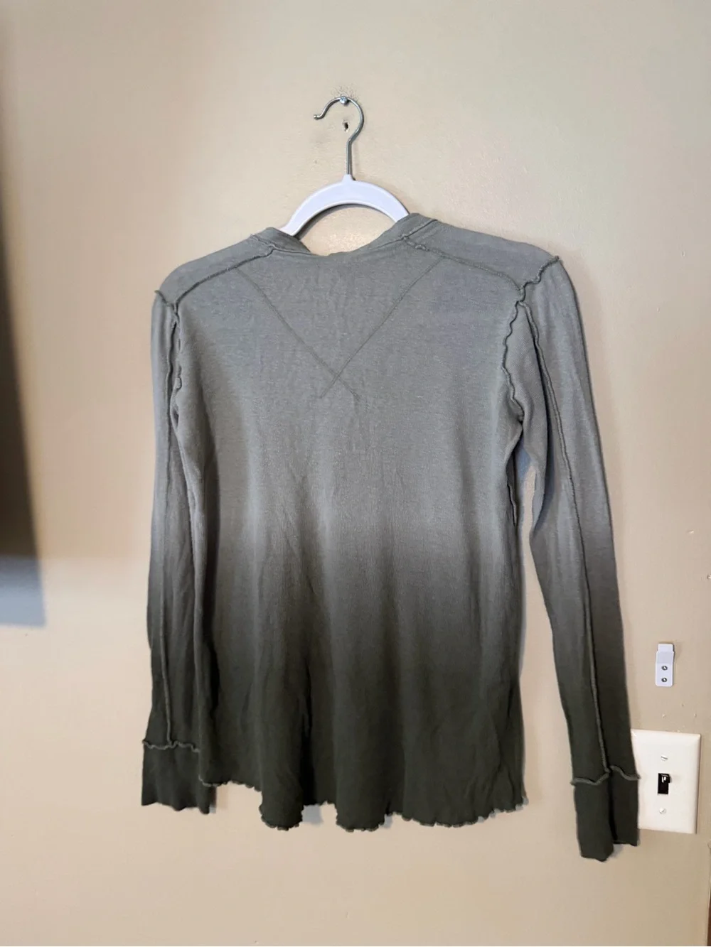 Free People Green Ombre Henley Long Sleeve